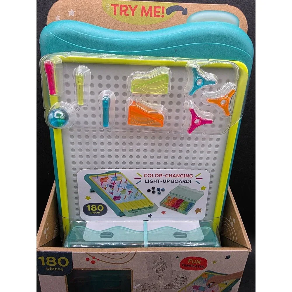 B. Toys 180-Piece Color-Changing Light-Up Board With Peg & Marble Run Set